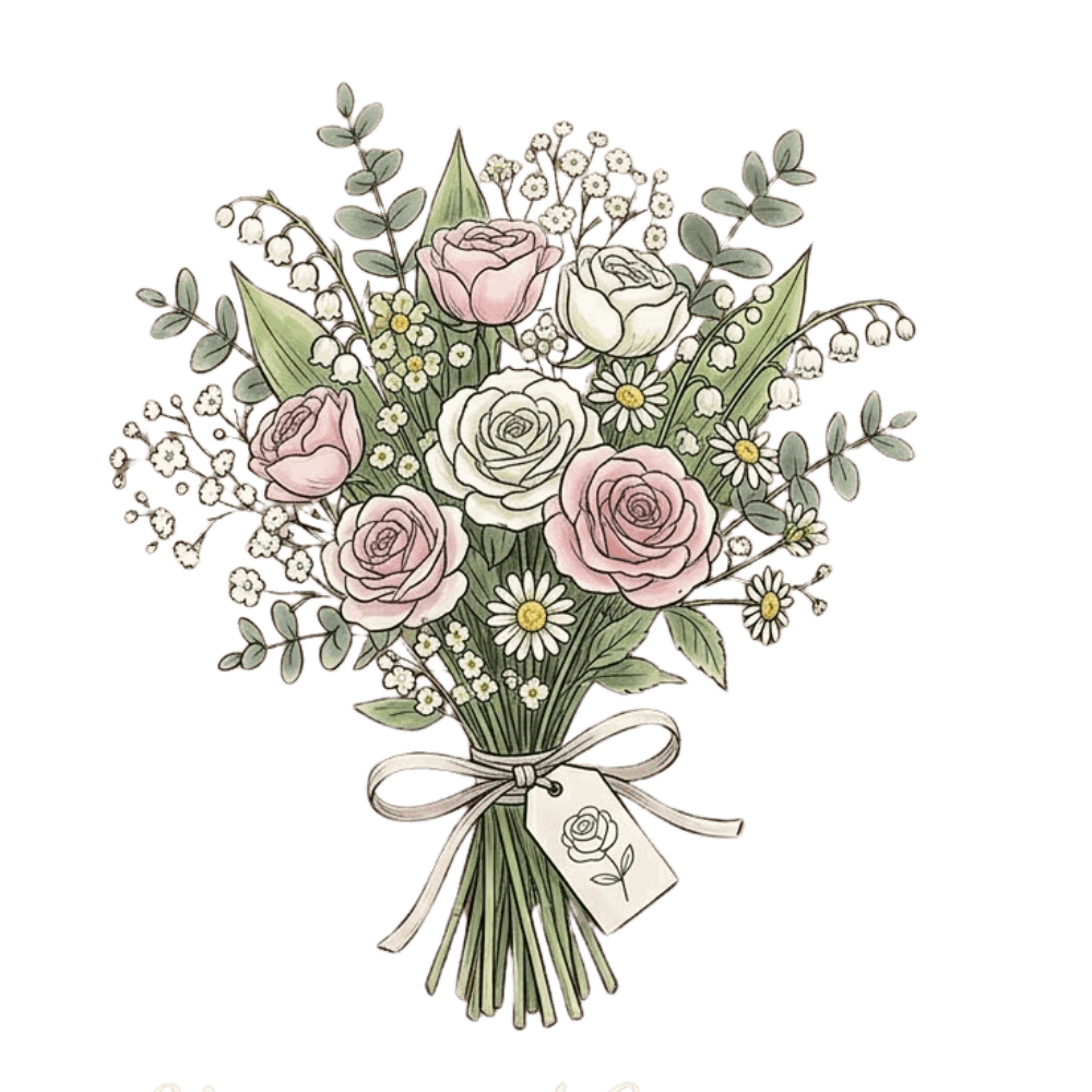 Compact flower subscription hand-drawn bouquet Bloemen7days Antwerp