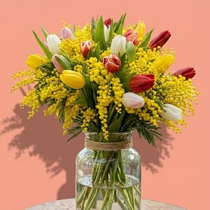 Mixed Tulips & Mimosa